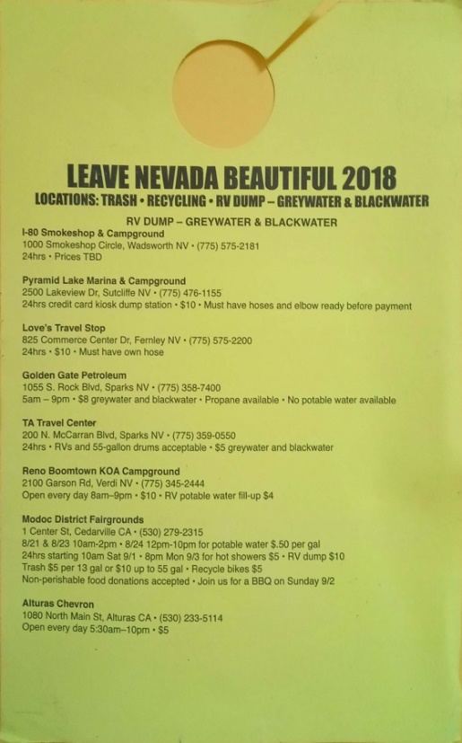 3. Recto verso des affichettes 2018 : « Leave Nevada Beautiful » indiquant les différentes localisations avoisinantes accueillant des déchets. Figure A.1.4. Le 